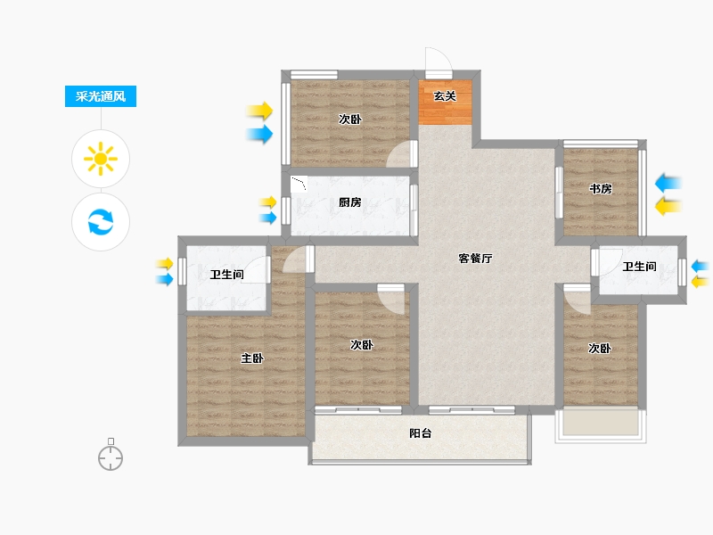 广西壮族自治区-柳州市-彰泰江与城-106.60-户型库-采光通风