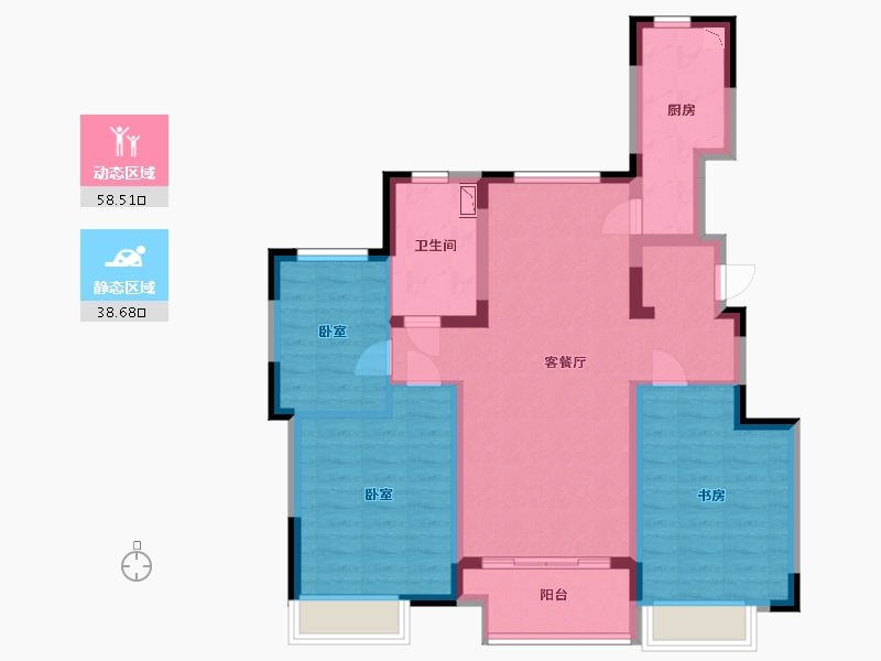 内蒙古自治区-呼和浩特市-恒大·养生谷-86.00-户型库-动静分区