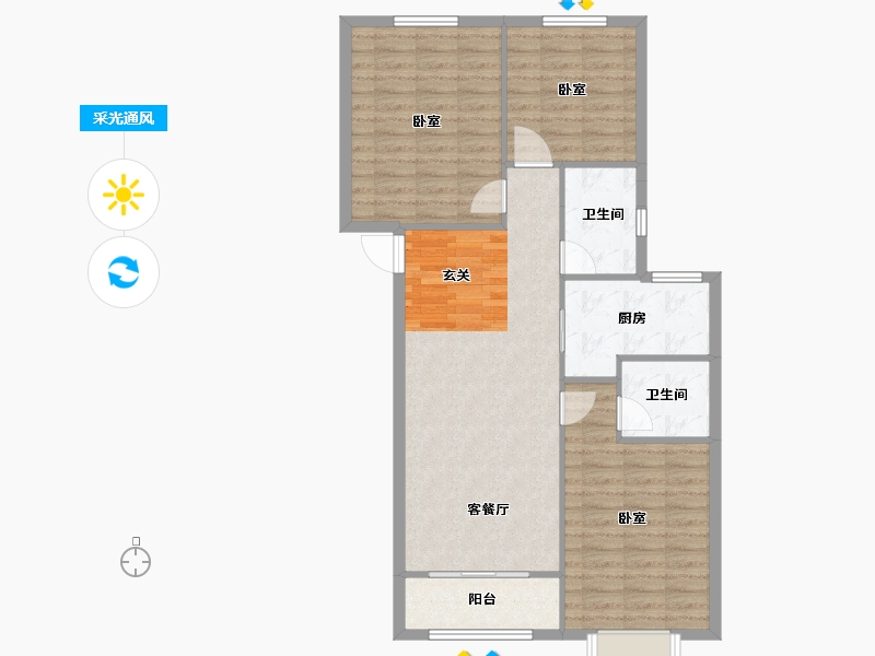 山西省-太原市-纳丹堡-92.98-户型库-采光通风