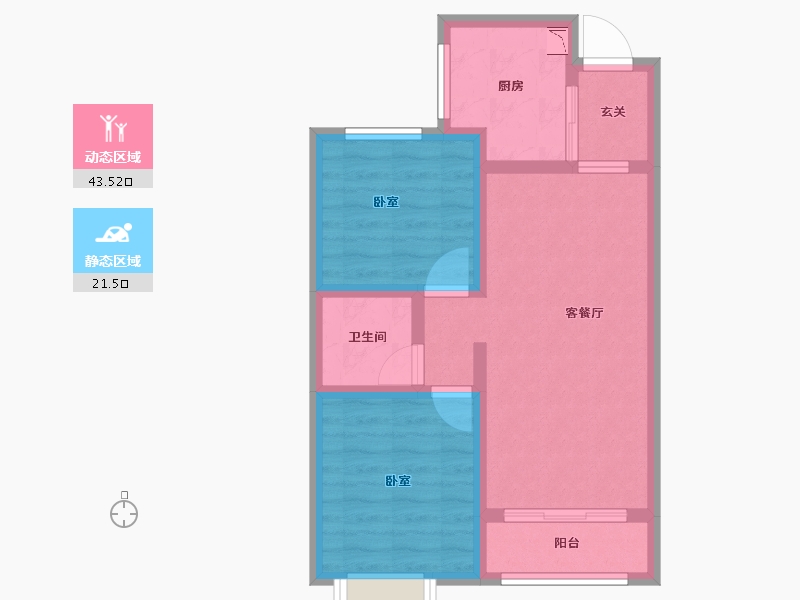 山西省-太原市-金地商置·花园道-56.93-户型库-动静分区