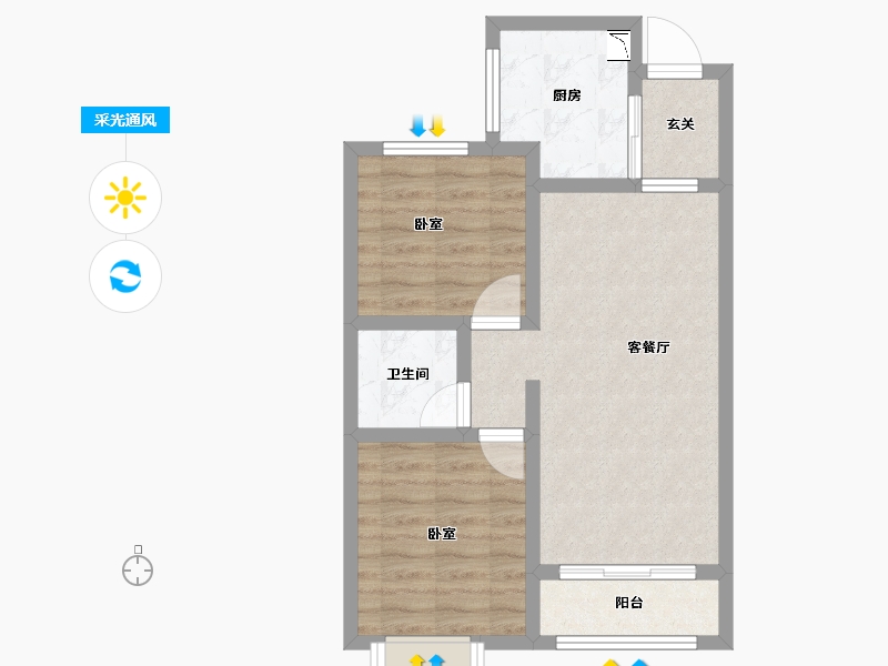 山西省-太原市-金地商置·花园道-56.93-户型库-采光通风