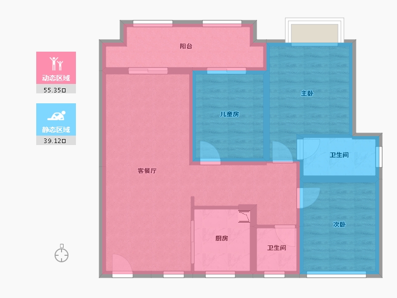 江苏省-苏州市-新城悦隽华庭-83.63-户型库-动静分区