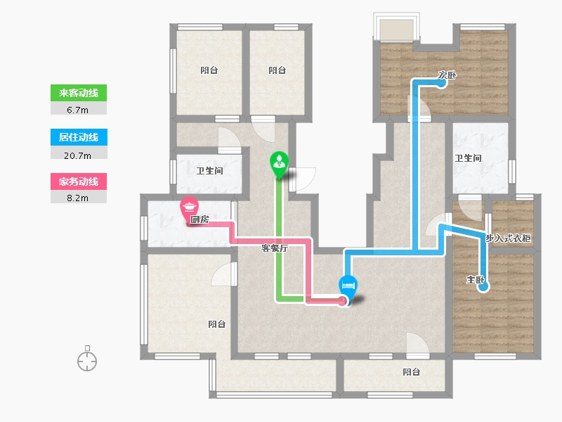 河北省-廊坊市-大运河孔雀城公园壹号院-126.01-户型库-动静线