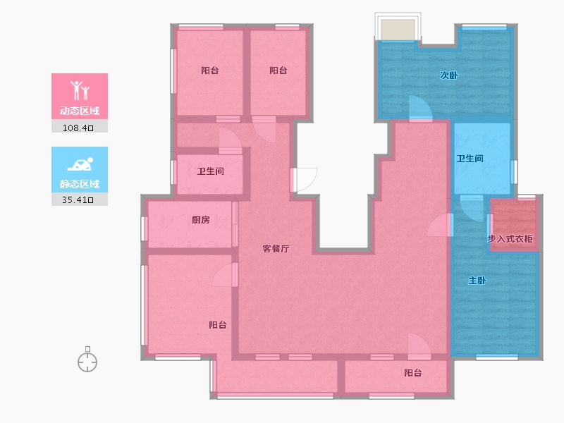 河北省-廊坊市-大运河孔雀城公园壹号院-126.01-户型库-动静分区