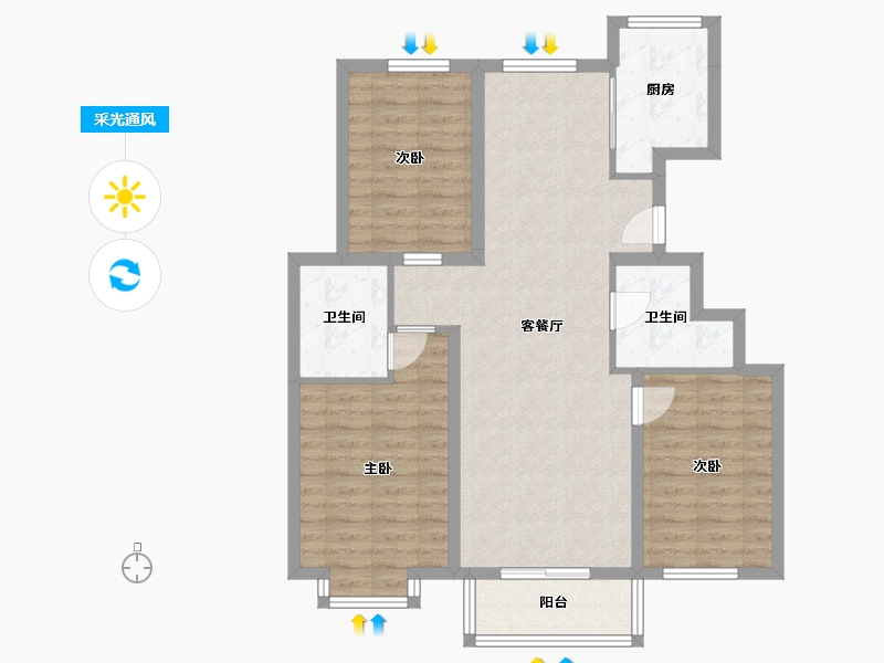 河北省-廊坊市-御锦园-87.69-户型库-采光通风