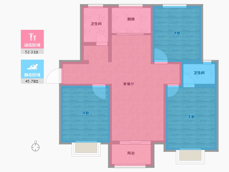 山西省-临汾市-洪洞城市领袖-87.04-户型库-动静分区