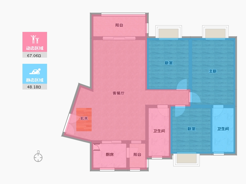 四川省-成都市-嘉裕第六洲悠泊屿二期-103.05-户型库-动静分区