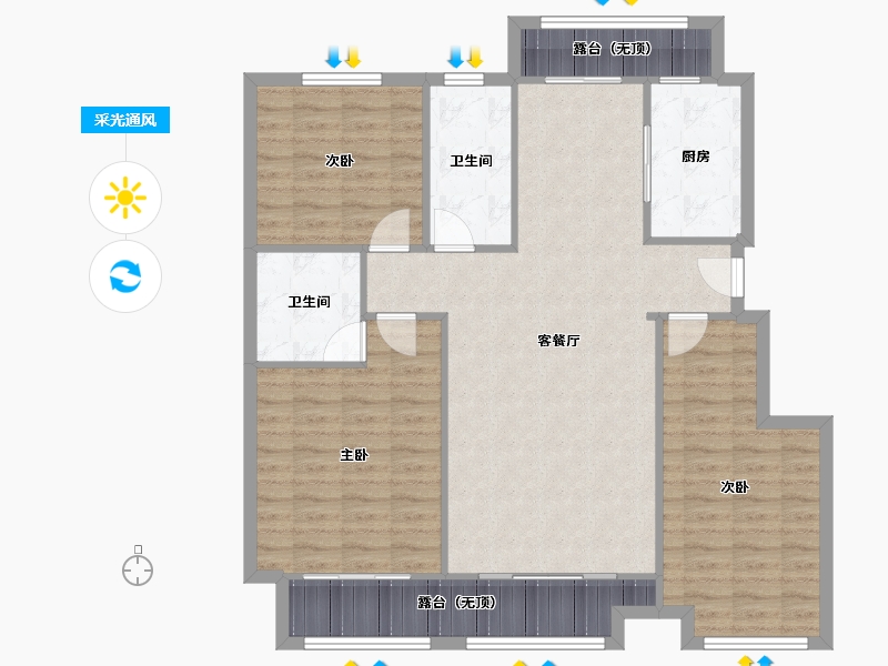 山东省-临沂市-白鹭金岸-108.86-户型库-采光通风