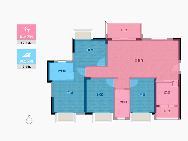 四川省-成都市-嘉裕第六洲悠泊屿二期-82.52-户型库-动静分区