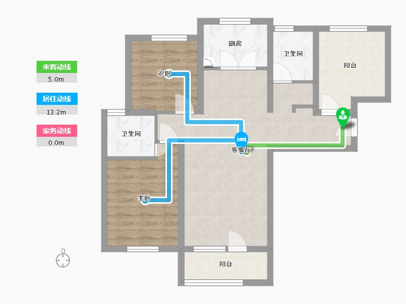 河北省-廊坊市-大运河孔雀城公园壹号院-75.77-户型库-动静线