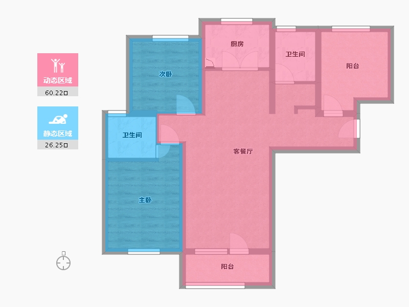 河北省-廊坊市-大运河孔雀城公园壹号院-75.77-户型库-动静分区