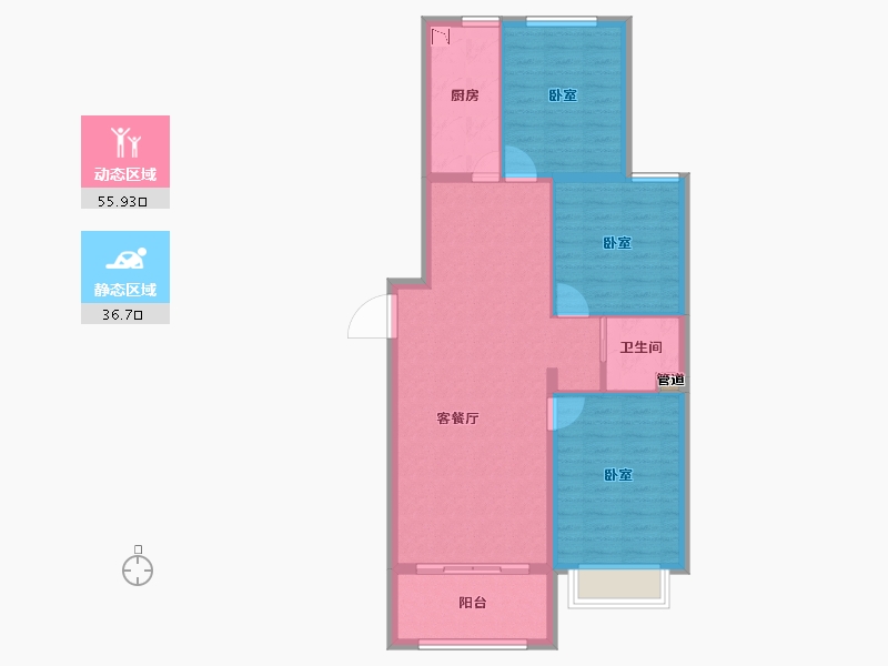 河北省-邯郸市-碧桂园星钻-84.00-户型库-动静分区