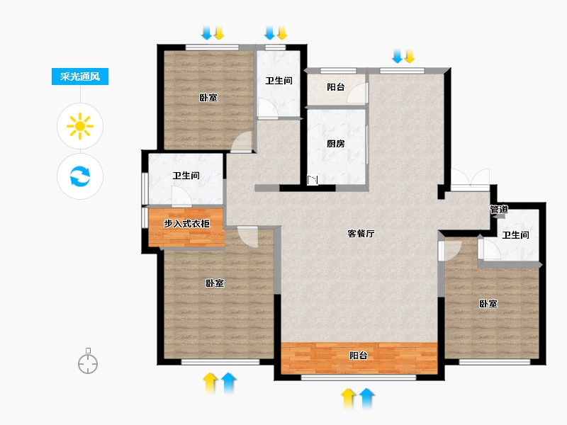 山西省-大同市-永昌雍锦台二期-143.27-户型库-采光通风