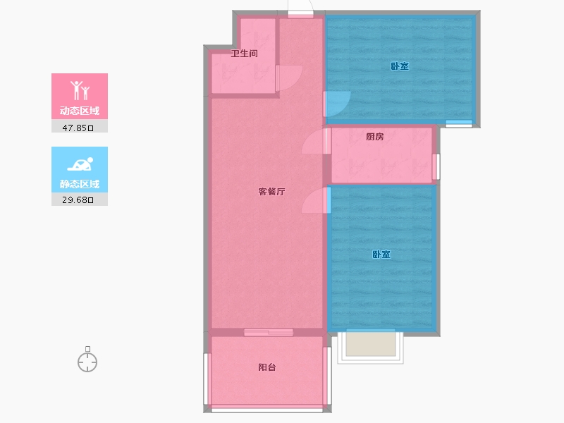 内蒙古自治区-包头市-中晟·华悦-69.65-户型库-动静分区