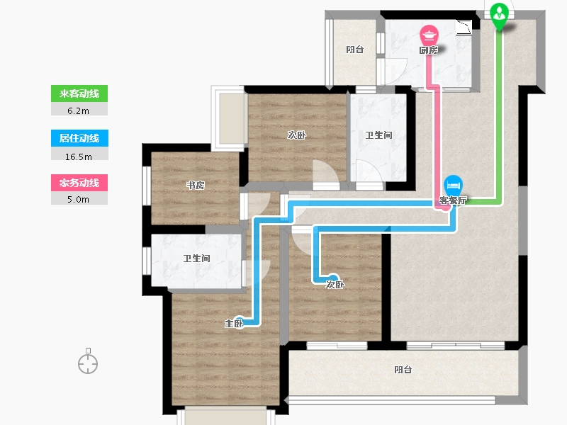 云南省-玉溪市-金科·桃李郡-95.21-户型库-动静线