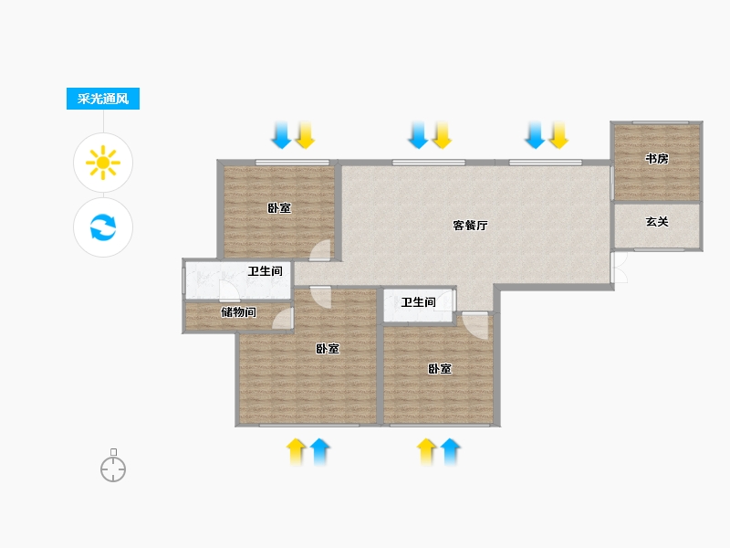 内蒙古自治区-呼和浩特市-观山悦-144.00-户型库-采光通风