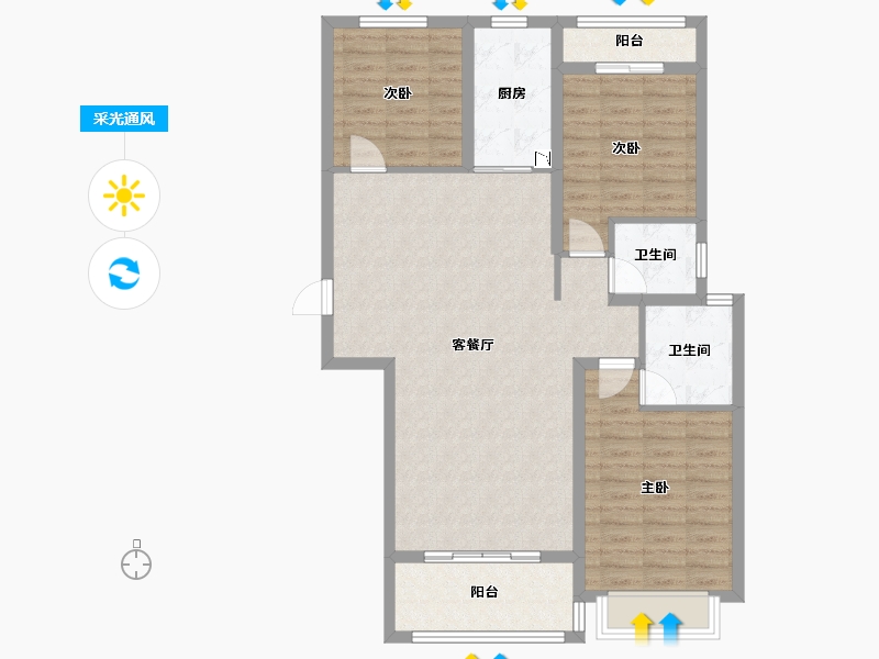 山西省-临汾市-锦福苑-97.34-户型库-采光通风