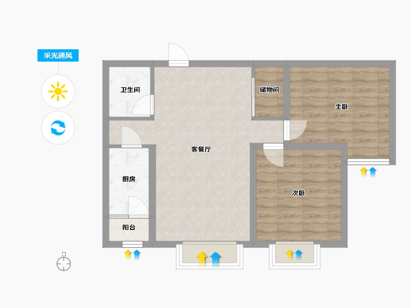 河北省-廊坊市-廊和坊·金融街-63.84-户型库-采光通风