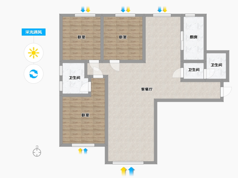 内蒙古自治区-呼和浩特市-巨华·亲亲尚城-110.99-户型库-采光通风