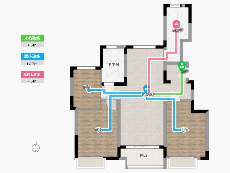 内蒙古自治区-呼和浩特市-恒大·养生谷-86.00-户型库-动静线