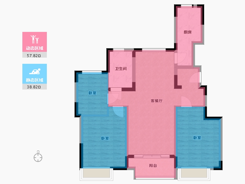 内蒙古自治区-呼和浩特市-恒大·养生谷-86.00-户型库-动静分区