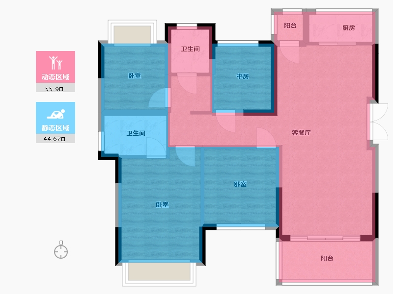 四川省-成都市-金科集美星宸-89.89-户型库-动静分区