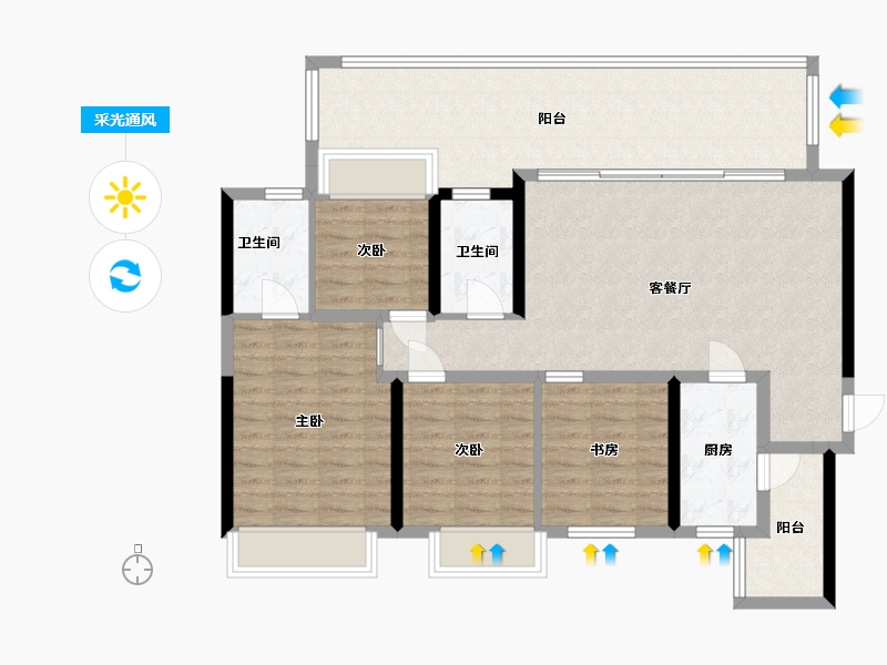 贵州省-贵阳市-融创云湖十里-113.93-户型库-采光通风