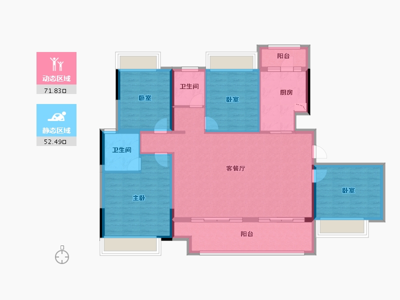 贵州省-遵义市-美的悦江府-111.84-户型库-动静分区