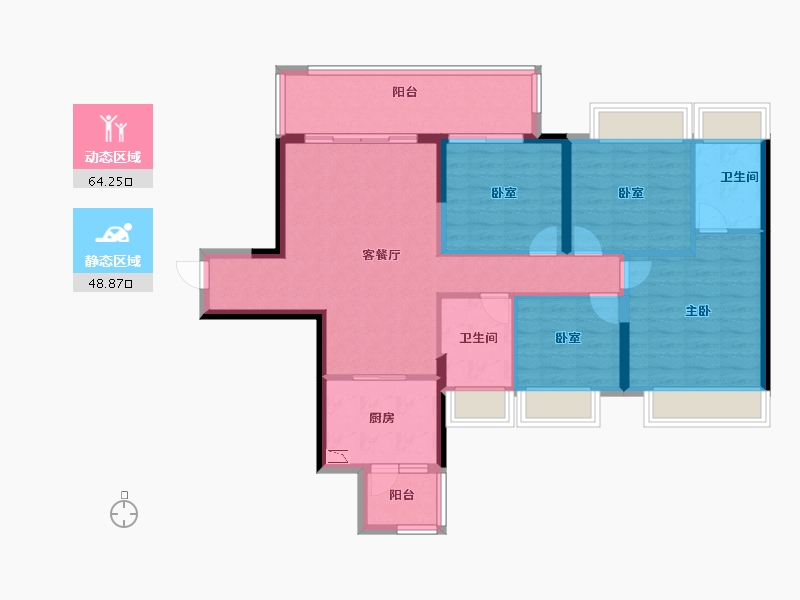 贵州省-遵义市-美的悦江府-101.40-户型库-动静分区