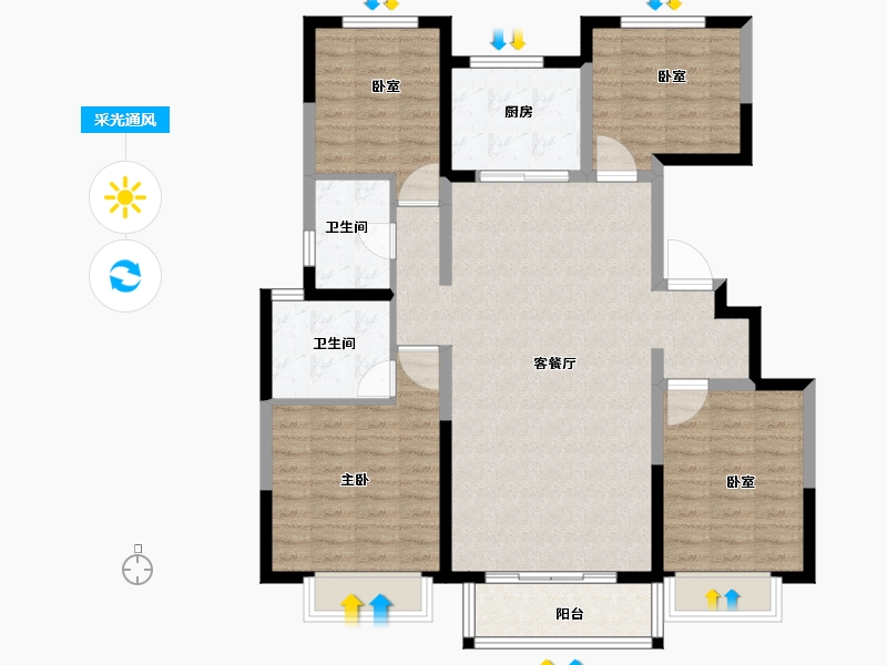 河北省-唐山市-和泓大成府-112.15-户型库-采光通风