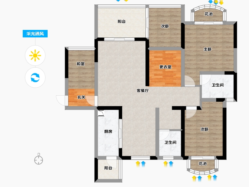 四川省-成都市-嘉合凤凰岛-111.18-户型库-采光通风