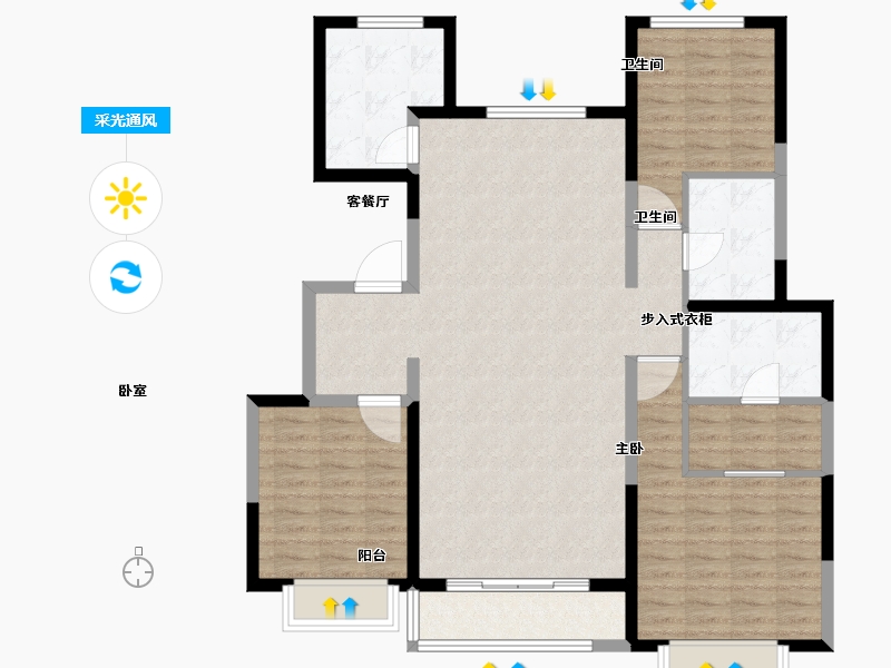 河北省-唐山市-和泓大成府-112.37-户型库-采光通风