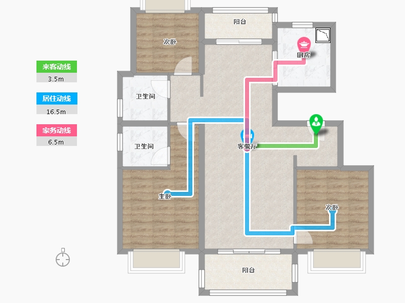 四川省-成都市-昆明恒大国际健康城-95.53-户型库-动静线