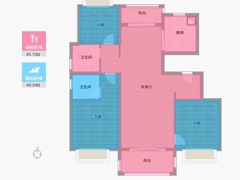 四川省-成都市-昆明恒大国际健康城-95.53-户型库-动静分区