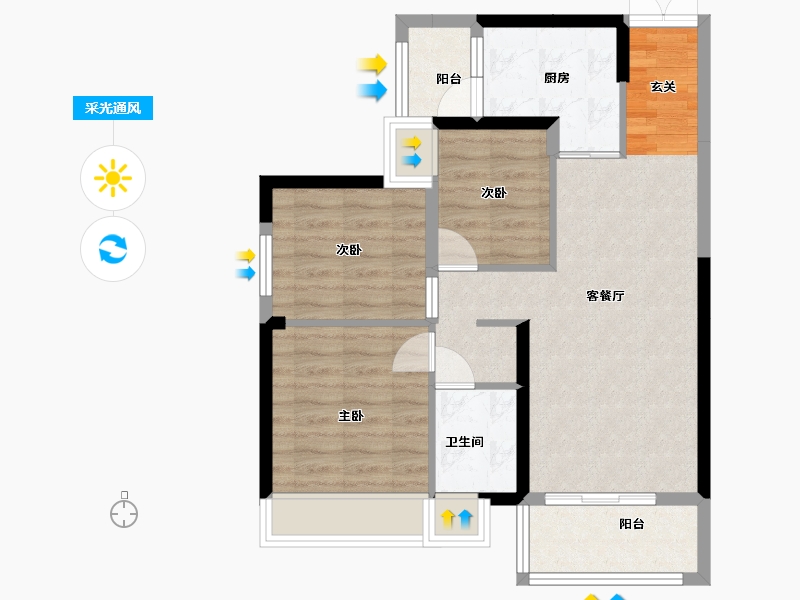 贵州省-贵阳市-中天吾乡-70.26-户型库-采光通风