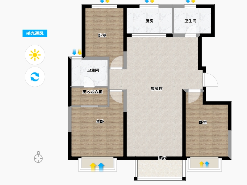 河北省-唐山市-和泓大成府-104.05-户型库-采光通风