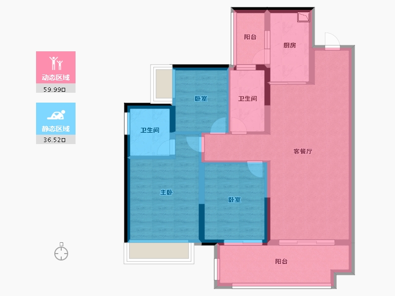 贵州省-遵义市-美的悦江府-85.69-户型库-动静分区