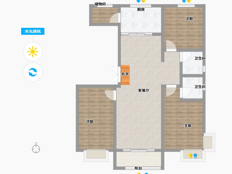 河北省-邢台市-盛世大观-111.00-户型库-采光通风