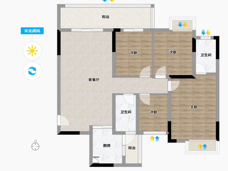 广西壮族自治区-桂林市-交投彰泰漓东新城-101.15-户型库-采光通风