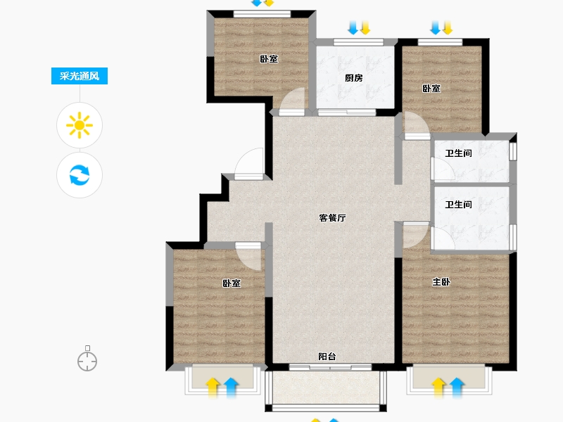 河北省-唐山市-和泓大成府-112.02-户型库-采光通风