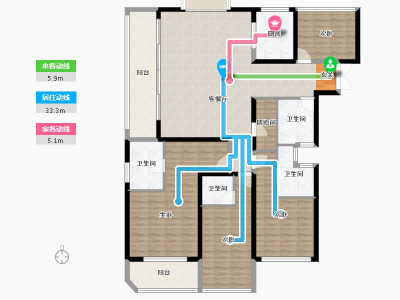 云南省-昆明市-瑞鼎城天玺-160.68-户型库-动静线