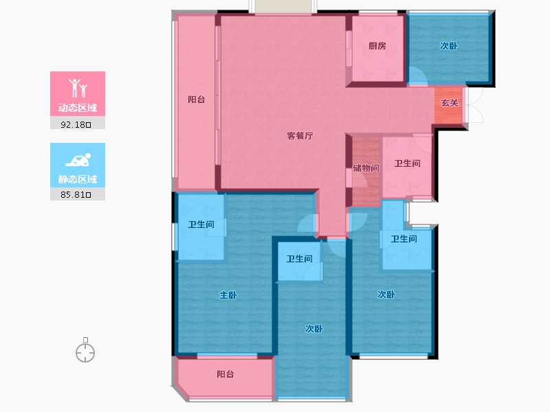 云南省-昆明市-瑞鼎城天玺-160.68-户型库-动静分区