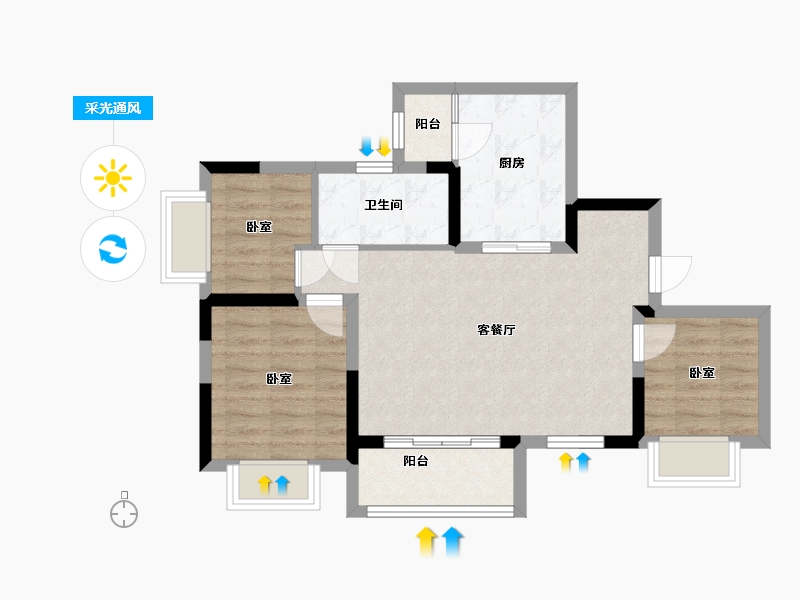 四川省-成都市-金科集美星宸-66.78-户型库-采光通风