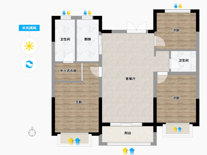 山东省-德州市-崇德公馆-87.29-户型库-采光通风