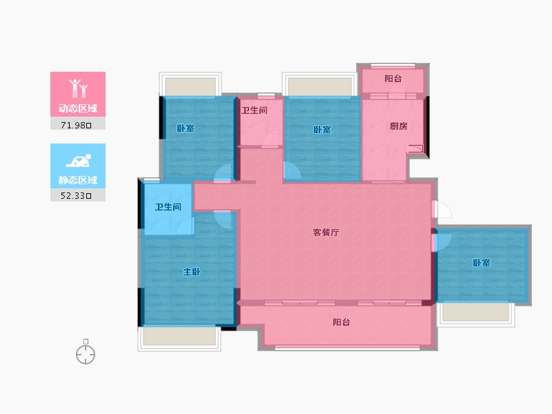 贵州省-遵义市-美的悦江府-111.84-户型库-动静分区