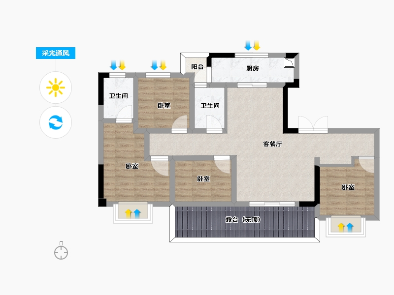 四川省-成都市-首开龙湖紫云赋-85.65-户型库-采光通风