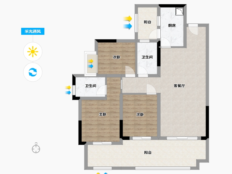 贵州省-贵阳市-融创云湖十里-100.49-户型库-采光通风