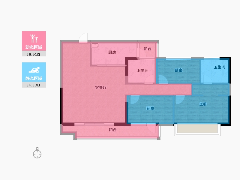 贵州省-遵义市-美的云熙府-85.60-户型库-动静分区