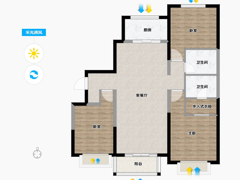 河北省-唐山市-和泓大成府-104.08-户型库-采光通风