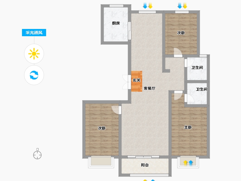 河北省-邢台市-盛世大观-105.00-户型库-采光通风